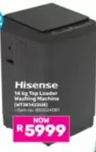 Hisense - 14 kg Top Loader Washing Machine (WT3K1423UR)