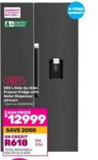 Defy - 558 L Side-by-Side Freezer Fridge with Water Dispenser (OFF647)