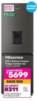 Hisense - 222 L Bottom Freezer Fridge