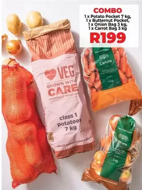 Lovers+ - COMBO 1 x Potato Pocket 7 kg, 1 x Butternut Pocket, 1 x Onion Bag 3 kg, 1 x Carrot Bag 3 kg