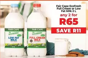 Fair Cape - Ecofresh Full Cream or Low Fat Milk