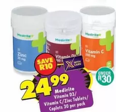 Vitamin D3/Vitamin C/Zinc Tablets, Caplets