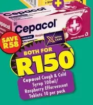 Cough & Cold Syrup and Raspberry Effervescent Tablets