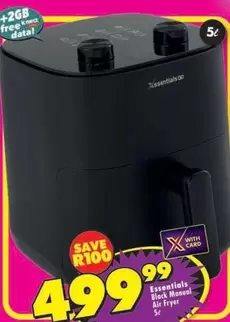 Essentials -  Black Manual Air Fryer