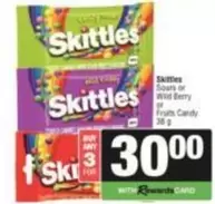 Skittles - Sours or Wild Berry or Fruits Candy
