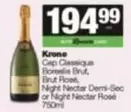 Krone - Cap Classique, Boremis Brut, Brut Rose, Night Nectar Demi-Sec or Night Nectar Rosé