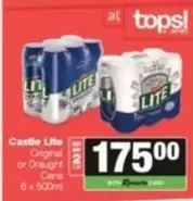 CASTLE - Castle Lite Original or Draught Cans