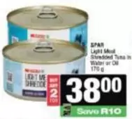 Spar - Light Meat Shredded Tuna in Water or Oil