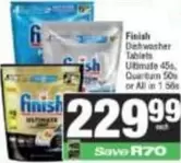 Finish - Dishwasher Tablets Ultimate 45s, Quantum 50s or All in 1 56s
