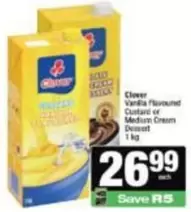 Clover - Vanilla Flavoured Custard or Medium Cream Dessert