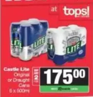 CASTLE - Castle Lite Original or Draught Cans
