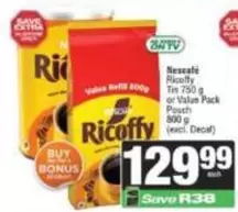 Nescafé - Ricoffy Tin or Value Pack Pouch