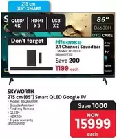 Skyworth - 215 cm (85") Smart QLED Google TV