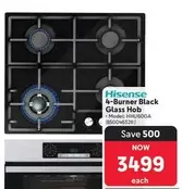 Hisense - 4-Burner Black Glass Hob HHU60GA (8500463283)