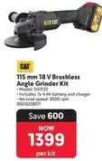 CAT - 115 mm 18 V Brushless Angle Grinder Kit DXS133