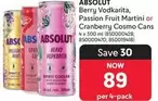 Absolut - Berry Vodkarita, Passion Fruit Martini or Cranberry Cosmo Cans 4 x 300 ml (850000428; 850000470; 850019418)