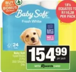 Baby Soft - Fresh White Toilet Rolls 2 Ply 350 Sheets