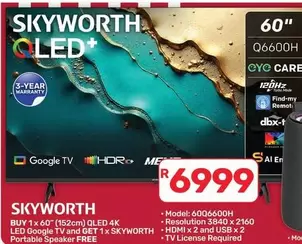 Skyworth - 60" (152cm) QLED 4K Google TV