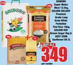 Golden Delight - Super Maize Meal, Premium Grade Long Grain White Parboiled Thai Rice, Brown Sugar, Sunflower Oil