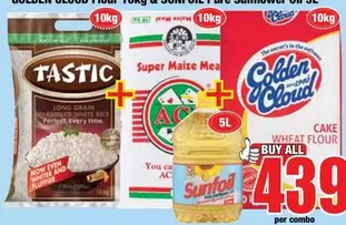 Tastic - Golden Cloud Flour 10kg & Sunfoil Pure Sunflower Oil 5L