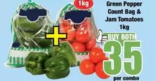 Green Pepper Count Bag & Jam Tomatoes