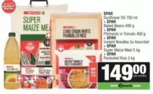 Spar - Sunflower Oil, Baked Beans, Prikchante in Tomato, Instant Noodles, Super Maize Meal, Parboiled Rice