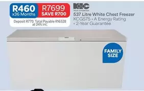 KIC - 537 Litre White Chest Freezer KCG575