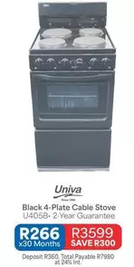 Univa - Black 4-Plate Cable Stove U405B