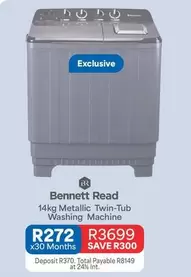 Total - 14kg Metallic Twin-Tub Washing Machine