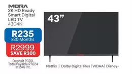 Total - 2K HD Ready Smart Digital LED TV 43D4N