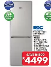 KIC - Metallic Fridge with Bottom Freezer - KBF525/2ME