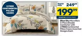 Blue Sky Microfibre 3-Piece Double Comforter with 2 FREE Continental Pillow Cases