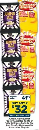 Gourmet - Jumpin Jack Popcorn or Willards Cheese Curls