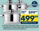 6-Piece Stainless Steel Cookware Set with Lids
