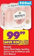 Bernini - Classic/Blush/Amber Sparkling Spritzer Cans