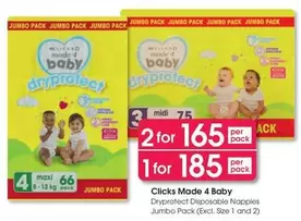 Jumbo - Dryprotect Disposable Nappies  Pack