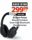 Xceed Pulse Black Foldable Over-Ear Bluetooth Headphones