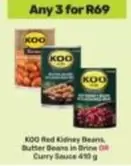 KOO - Red Kidney Beans, Butter Beans in Brine OR Curry Sauce
