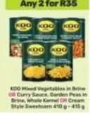 KOO - Mixed Vegetables in Brine OR Curry Sauce, Garden Peas in Brine, Whole Kernel OR Cream Style Sweetcorn