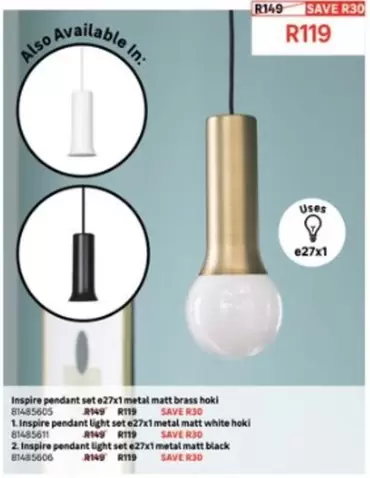 Inspire pendant set e27x1 metal matt brass hoki