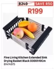 Fine Living Kitchen Extended Sink Drying Basket Black D30Xh10Cm 81474975