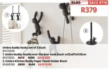 Umbra buddy hooks set of 3 black