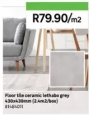 Floor tile ceramic lethabo grey 430x430mm (2.4m2/box) 81484011