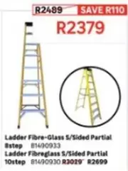 Ladder Fibre-Glass S/Sided Partial 8step B1490933, Ladder Fibreglass S/Sided Partial 10step B1490930