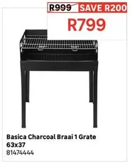 Basica Charcoal Braai 1 Grate 63x37
