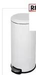 Delinia - Casual Soft Close Pedal Round Kitchen Dustbin Stainless Steel White 28L 