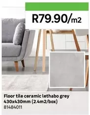 Floor Tile Ceramic Lethabo Grey 430x430mm (2.4m2/box)