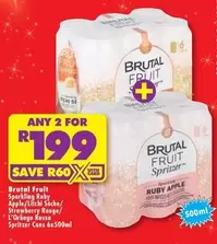 Apple - Brutal Fruit Sparkling Ruby /Litchi Sachet/Strawberry Rouge/L'Orange Rossa Spritzer Cans