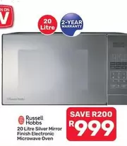 Russell Hobbs - 20 Litre Silver Mirror Finish Electronic Microwave Oven