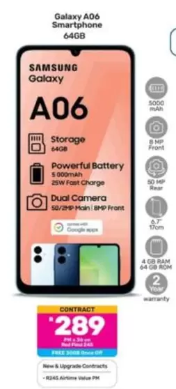 Samsung - Galaxy A06 Smartphone 64GB